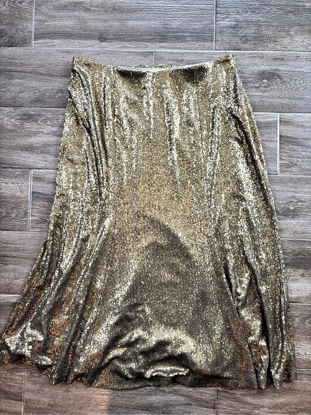 Lane Bryant Sequin Midi Fit & Flare Skirt in Bronze-Gold Size 24 Event Holiday